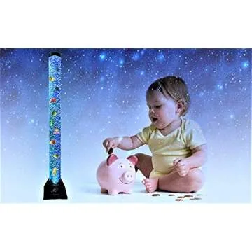 Lightahead Extra Large 4 FT LED Fantasy Bubble Fish Tube Fake Aquarium with10 Fish & 20 Color Light Effects. The Ultimate Sensory Lamp.