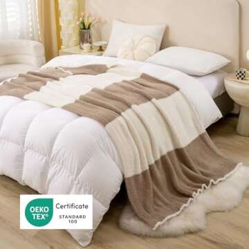 Mokoya Super Soft Beige Throw Blanket 50"x70", Lightweight Fluffy Throw Blanket for Couch, Bed, Sofa...