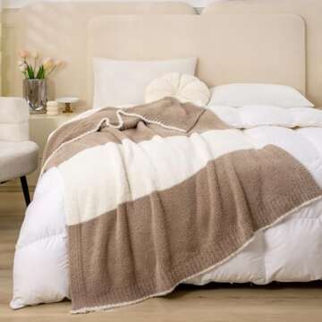 Mokoya Super Soft Beige Throw Blanket 50"x70", Lightweight Fluffy Throw Blanket for Couch, Bed, Sofa, Reversible Warm Fuzzy Plush Knit Blanket, Modern Aesthetic Cozy Blanket, Gifts for Women