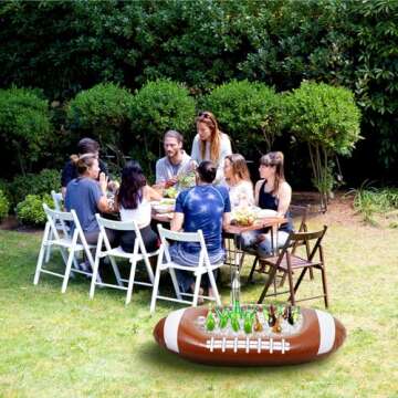 Bencailor 2 Pcs Inflatable Football Cooler for Parties Blow up Drink Rugby Cooler Party Decorations Football Party Supplies Inflatable Ice Bucket for Game Day Picnic Beer(Football Style)