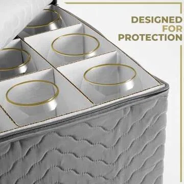 Sorbus Stemware Storage Chest - Deluxe Quilted Case with Dividers - Service for 12 - Great for Protecting or Transporting Wine Glasses, Champagne Flutes, Goblets, and more (Storage Glass - Gray)
