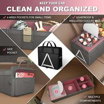 K KNODEL Sturdy Car Trunk Organizer with Cooler Bag