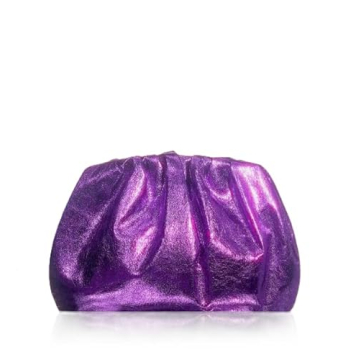 Metallic Bag Purse Clutch, Shiny Finish Womens Big Bridal Shower Evening Bags (Purple)