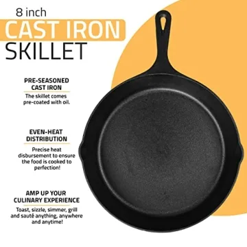 Utopia Kitchen Cast Iron Skillet 8 Inch - Pre-Seasoned