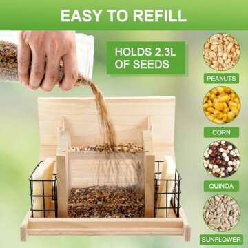 Liawm Wooden Bird Feeder for Outdoors with Suet Cages