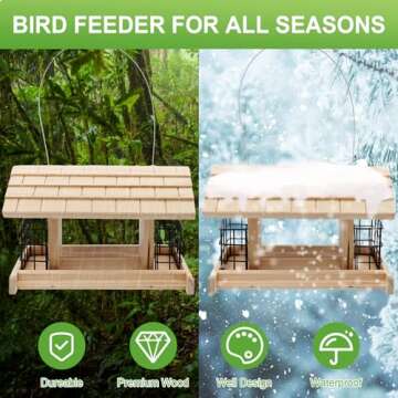 Liawm Wooden Bird Feeder for Outdoors with Suet Cages