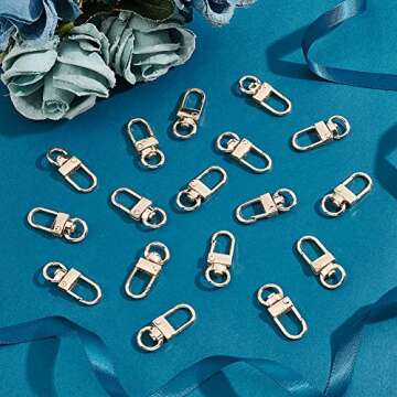 PH PandaHall Key Chain Clips, 30 Pieces Golden Metal Lobster Claw Clasps Swivel Lanyards Trigger Sna...
