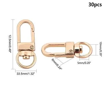 PH PandaHall Golden Key Chain Clips Pack for Crafts