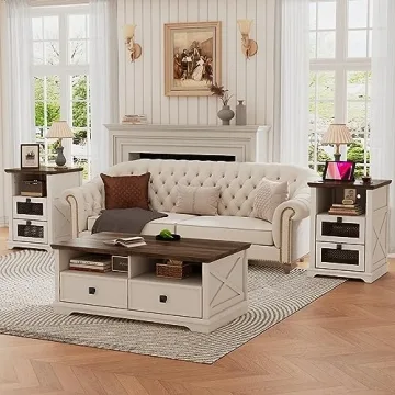Stylish FFBCFDK Farmhouse End Table with Charging Station
