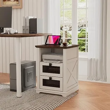 Stylish FFBCFDK Farmhouse End Table with Charging Station