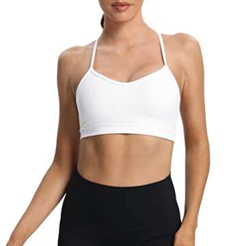 Aoxjox Women's Workout Sports Bras Fitness Backless Padded Amor Low Impact Bra Yoga Crop Tank Top (White, Small)