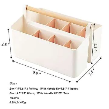 Large Plastic Art Caddy with Handle, Art Supply Storage Organizer with Adjustable Dividers, Portable Storage Bin for Marker Organizer Craft Supplies Colored Pencils Makeup Pen Holder for Desk