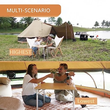 KingCamp Lightweight Stable Folding Camping Table Bamboo Outdoor Folding Tables Adjustable Height Portable Picnic