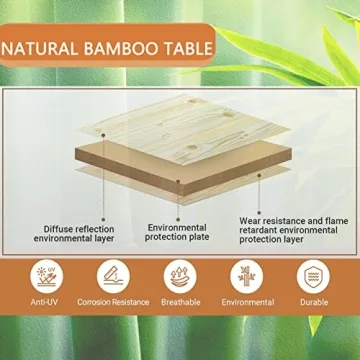 KingCamp Lightweight Stable Folding Camping Table Bamboo Outdoor Folding Tables Adjustable Height Portable Picnic