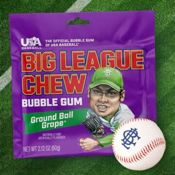 Big League Chew Ground Ball Grape Bubble Gum Pack of 12
