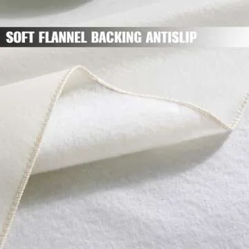 Honellaty Waterproof Vinyl Rectangle Tablecloth with Flannel Backing, Spillproof Stain Resistant Wipeable Pastic Table Cloth for Dining, Party and Outdoor Use (52" x 70", Off White)