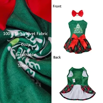 CuteBone Christmas Tree Dog Dress for Small Dogs