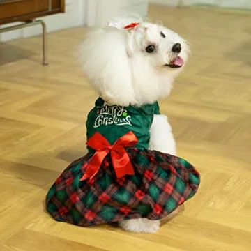 CuteBone Christmas Tree Dog Dress for Small Dogs