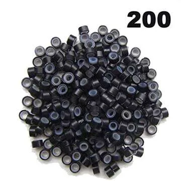 Hair Extension Kit Pliers Pulling Hook Bead Device Tool Kits and 200PCS Black Silicone Lined Micro Rings