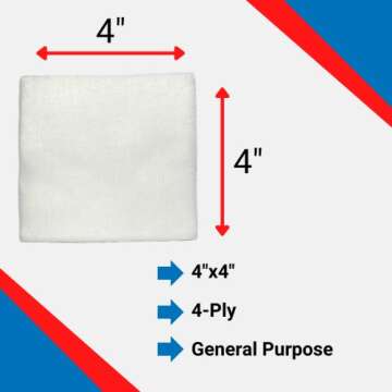 Essentials Non-Sterile Gauze Sponges – 200 Count, 4-Ply, 4’’ x 4’’ Gauze Pads, One Package, Non-Woven Gauze Sponges, Wound Care Product for First Aid Kit/Medical Facilities