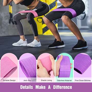 Resistance Bands for Legs and Butt, Exercise Bands Set Anti Slip Elastic Booty Hip Bands, 3 Levels Workout Bands Sports Fitness Loop Band for Squat Glute Hip Training