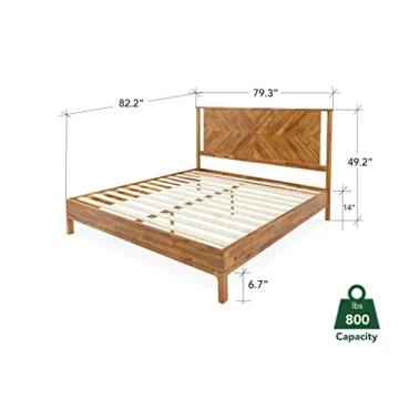 Bme Vivian Rustic Acacia Bed Frame with Headboard