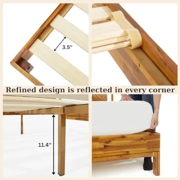 Bme Vivian Rustic Acacia Bed Frame with Headboard