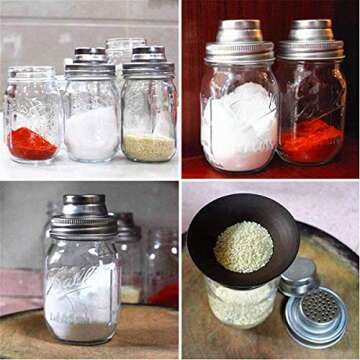 Mason Jar Shaker Lids 316 Stainless Steel Wide Mouth Mason Jar Mesh Sprouting Strainer Lids Kits for Mason Jars Canning Lid 4 Pack Silver