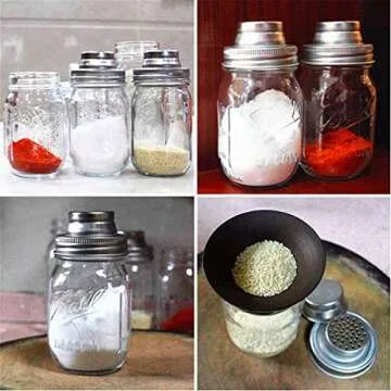 Mason Jar Shaker Lids 316 Stainless Steel Wide Mouth Mason Jar Mesh Sprouting Strainer Lids Kits for Mason Jars Canning Lid 4 Pack Silver