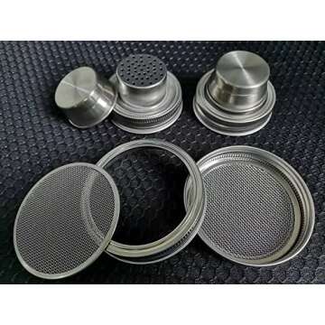 Mason Jar Shaker Lids 316 Stainless Steel Wide Mouth Mason Jar Mesh Sprouting Strainer Lids Kits for Mason Jars Canning Lid 4 Pack Silver