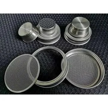 Mason Jar Shaker Lids 316 Stainless Steel Wide Mouth Mason Jar Mesh Sprouting Strainer Lids Kits for Mason Jars Canning Lid 4 Pack Silver