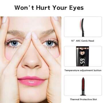 URSOBTF Heated Eyelash Curlers, Electric Eyelash Curler Type C Rechargeable, Heated Lash Curler for Women Natural Eye Lash Curler Makeup Tool with Eyelash Comb, 24 Hours Long Lasting - Black