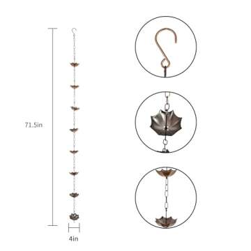 Topadorn 72" Metal Rain Chain - Elegant Gutter Solution