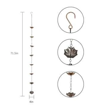 Topadorn 72" Metal Rain Chain - Elegant Gutter Solution