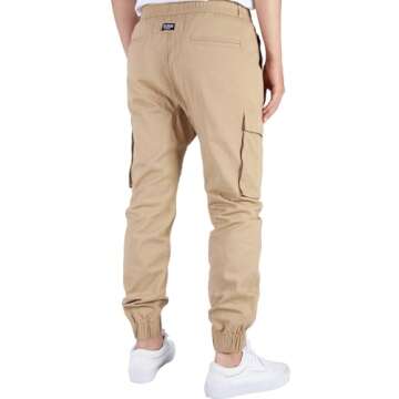 ITALYMORN Khaki Joggers Men with Cargo Pockets Elastic Waist Travel Pants