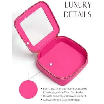 Mini Makeup Bag Hot Pink Travel Case for Women