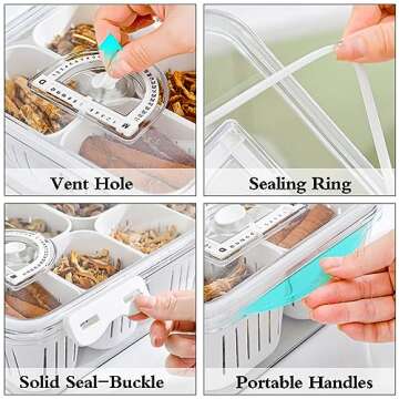 MineSign 2Pack Stackable Snackle Box Divided Food Serving Tray with Lids Clear Storage Containers with Dividers for Fridge Pantry Freezer Portable Snack Box for Candy Nuts Spice