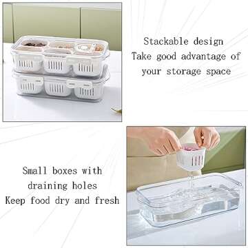 MineSign 2Pack Stackable Snackle Box Divided Food Serving Tray with Lids Clear Storage Containers with Dividers for Fridge Pantry Freezer Portable Snack Box for Candy Nuts Spice