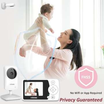 VTimes Video Baby Monitor with Camera and Audio No WiFi 2.4" Screen, Portable Baby Camera, Baby Camera Monitor Night Vision, 1000ft Range, 2X Zoom, Ideal for Baby Elderly Pet (NO Charging Plug)