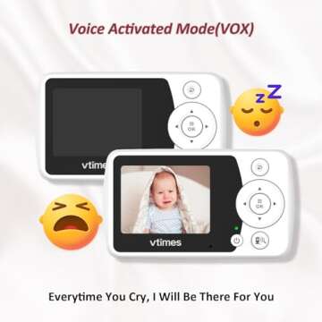 VTimes Video Baby Monitor with Camera and Audio No WiFi 2.4" Screen, Portable Baby Camera, Baby Camera Monitor Night Vision, 1000ft Range, 2X Zoom, Ideal for Baby Elderly Pet (NO Charging Plug)