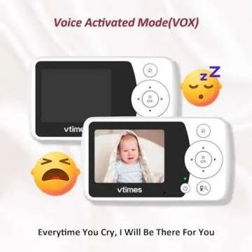 VTimes Video Baby Monitor with Camera and Audio No WiFi 2.4" Screen, Portable Baby Camera, Baby Camera Monitor Night Vision, 1000ft Range, 2X Zoom, Ideal for Baby Elderly Pet (NO Charging Plug)