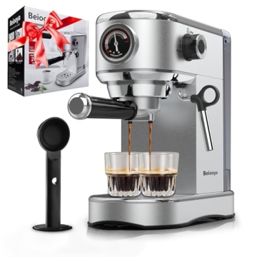 Beiooya Espresso Machine 20 Bar, Espresso Maker with Milk Frother Steam Wand, Professional Stainless...