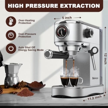 Beiooya Espresso Machine 20 Bar for Home Coffee Lovers