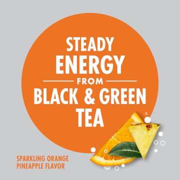 V8 +Energy Sparkling Orange Pineapple Juice Energy Drink, 11.5 fl oz Can (12 Pack)