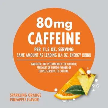 V8 +Energy Sparkling Orange Pineapple Juice Energy Drink, 11.5 fl oz Can (12 Pack)