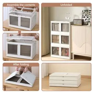 Juoe Collapsible Storage Bins with Lids for Home Organization