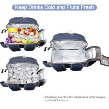 Sunflora Picnic Backpack for 4 Person with Blanket Picnic Basket Set for 2 with Insulated Cooler Wine Pouch for Family Couples (Navy Blue)