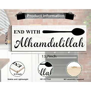 ARTINME 3 Pieces Bismillah Islamic Quotes Wooden Wall Art Start with Bismillah Decorative Signs & Plaques Islamic Art Gifts Wall Decor, Arabic Calligraphy (4.7"x14"x3 Pieces)