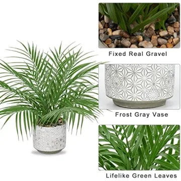 Hollyone Large 16" Faux Potted Palm Plant for Home Decor