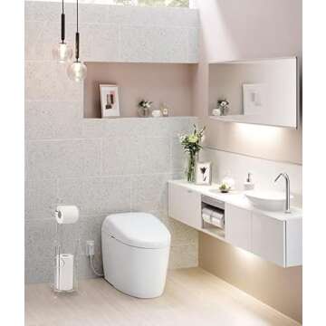 SunnyPoint Bathroom Toilet Tissue Paper Roll Storage Holder Stand with Reserve, The Reserve Area Has Enough Space to Store Mega Rolls; Chrome Finish